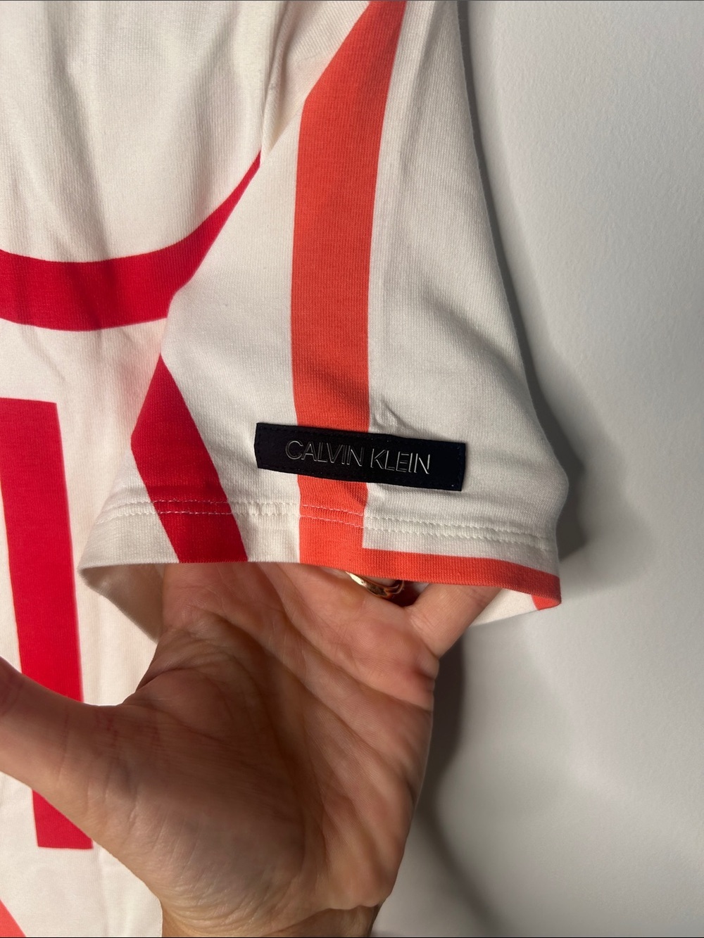 Calvin Klein White Tee Dress with Bold Red Logo - Picture 3 of 6